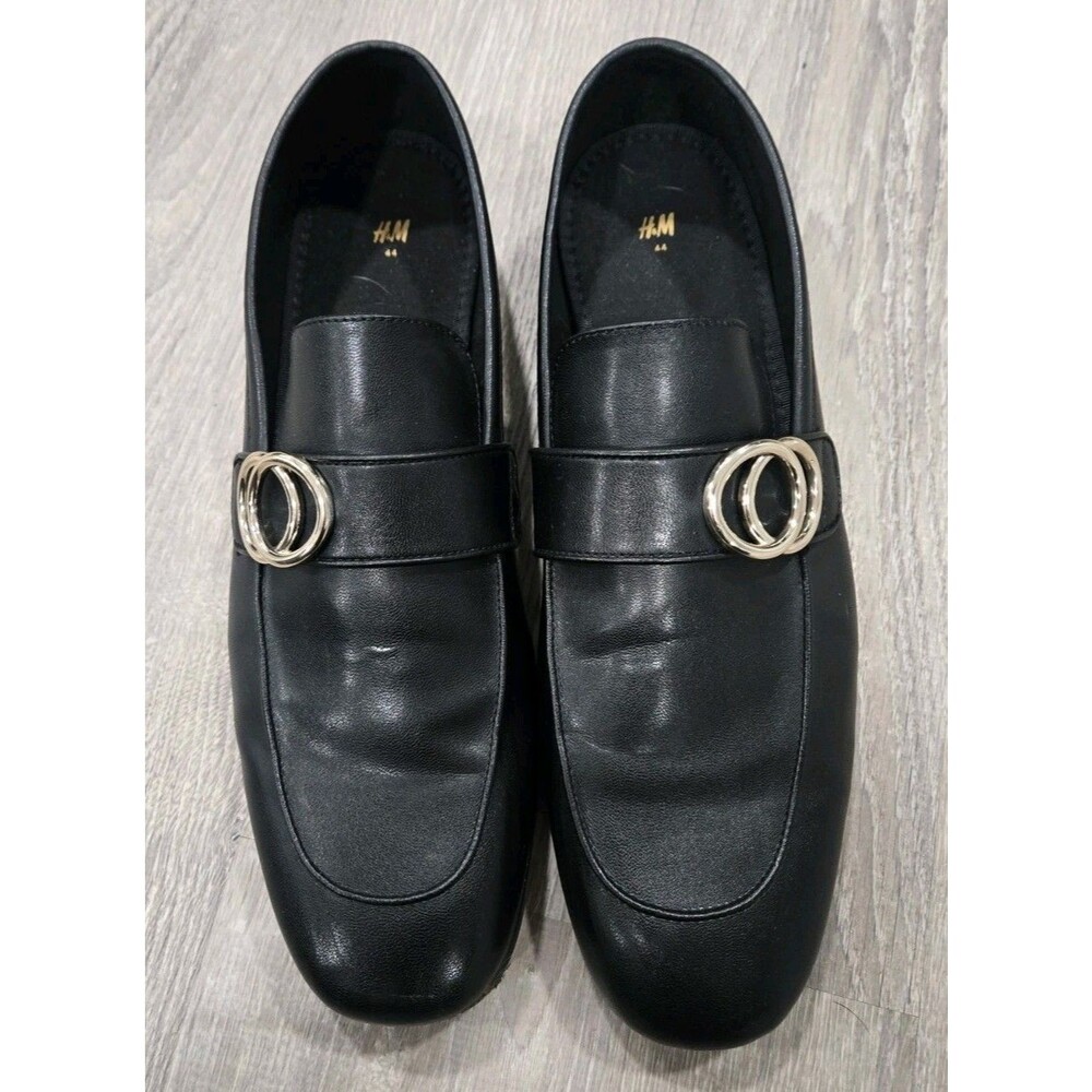 H&M black buckle-detail loafers Faux Leather Mens Size 10.5 - Picture 4 of 8